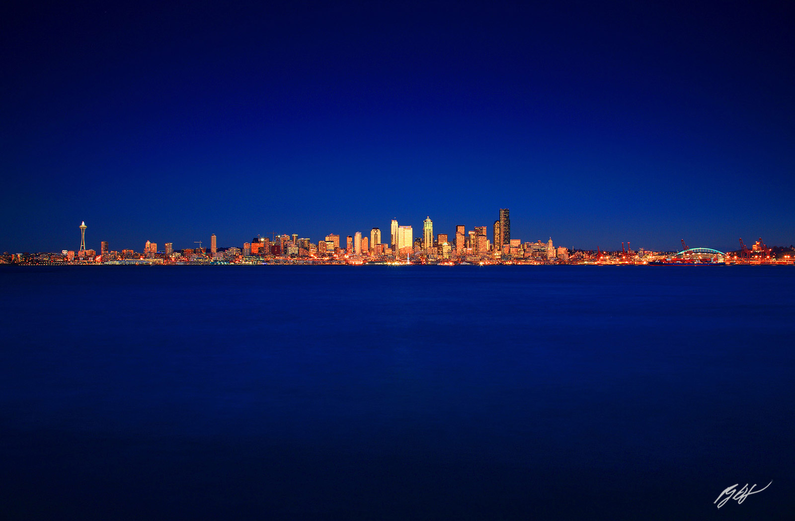 Seattle Skyline at Night from West Seattle in Seattle Washington