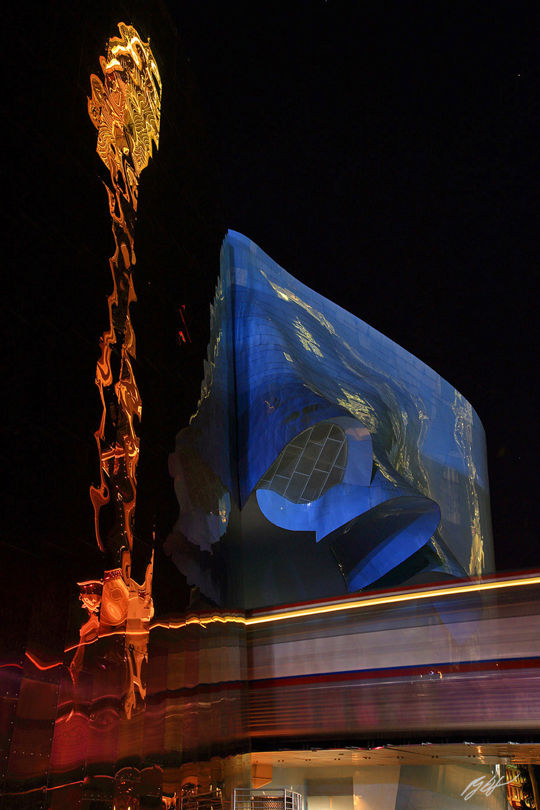 The Space Needle and the Experience Music Project in Seattle Center in Seattle, Washington