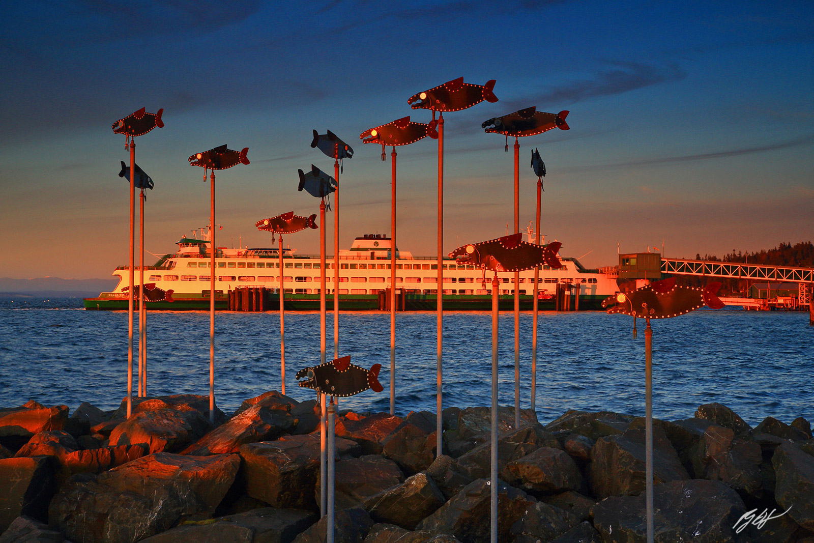 Sunset, Edmonds Fish and Ferry from Edmonds Fishing Pier in Edmonds Washington