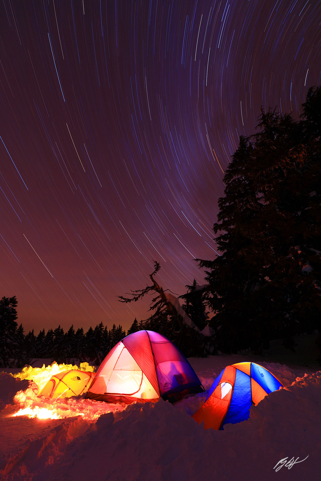 Star Trails Over Winter Camp, Crater Lake National Park, Oregon