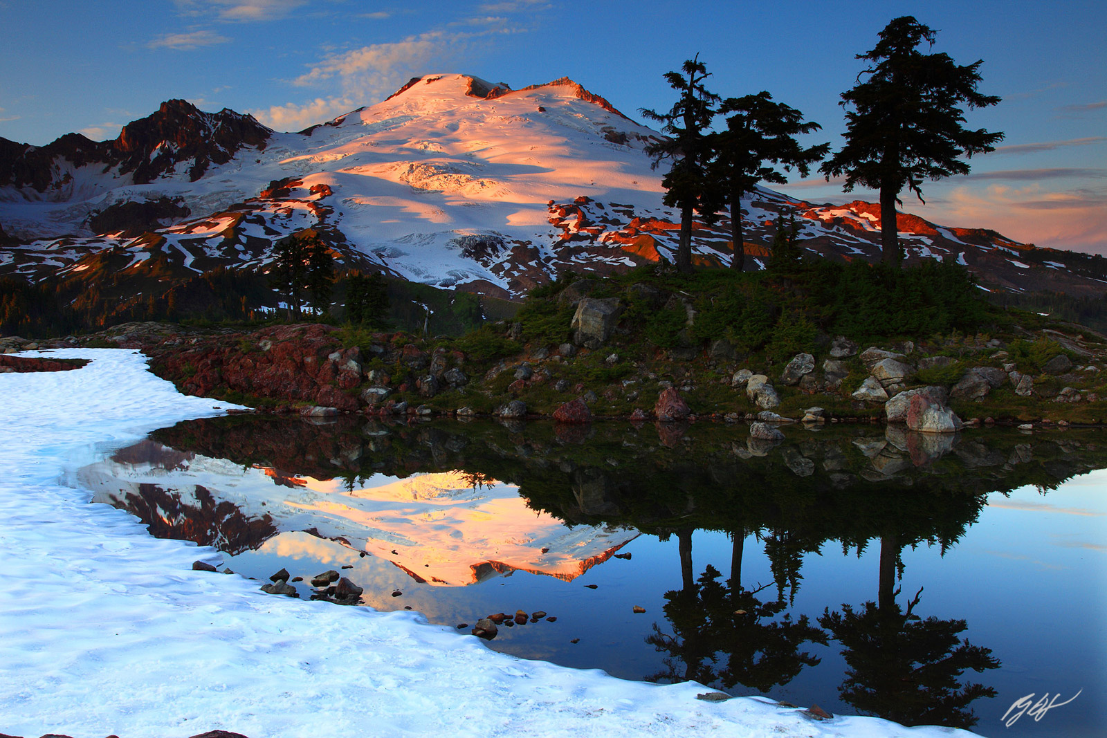 Snow and Mt Baker from Park Butte in the Mt Baker National Recreation Area in Washington