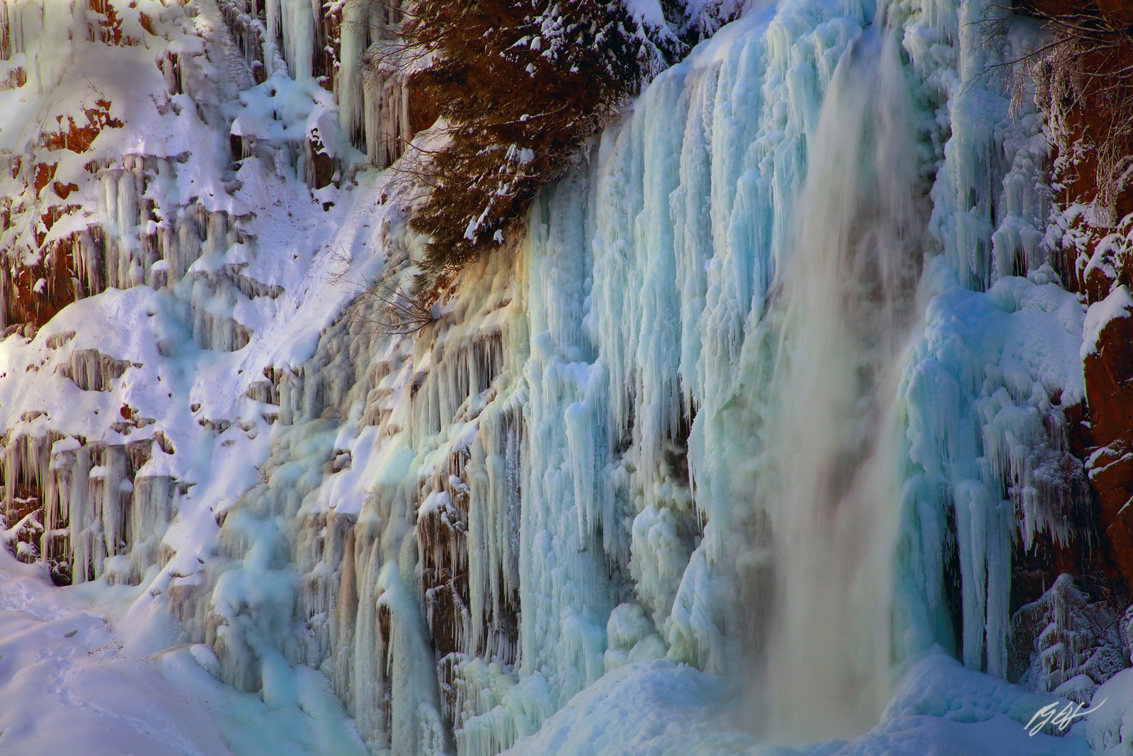 Franklin Falls Iced up in Winter in the Mt Baker-Snoqualmie National Forest in Washington State